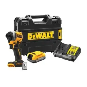 Шурупокрут ударний акумуляторний DeWalt XR Li-Ion PowerStack 18В 1х1.7А·год 206Нм 3250об/хв 3800уд/хв кейс 0.95кг (DCF850E1T) UA