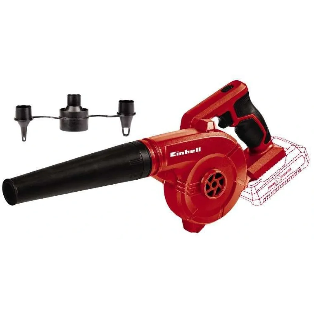 Повітродув акумуляторний Einhell TE-CB 18/180 Li - Solo, 18В, 130/180 км/г, 3 насадки, 0.9кг, без АКБ і ЗП, 3408001 UA