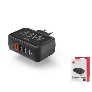 Універсальний зарядний пристрій Hama 4 x USB-A QC, Qualcomm® 3.0, 33W Black, 00201629 UA