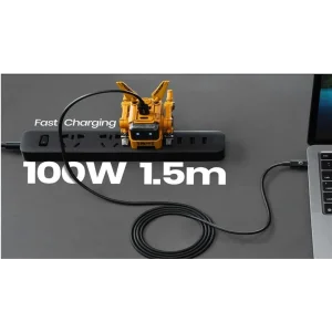 Кабель USB-C > USB-C заряджання/синхронізації GravaStar 1.5м, Type-C, 100w, чорний, GRAVASTARTC_BLK UA