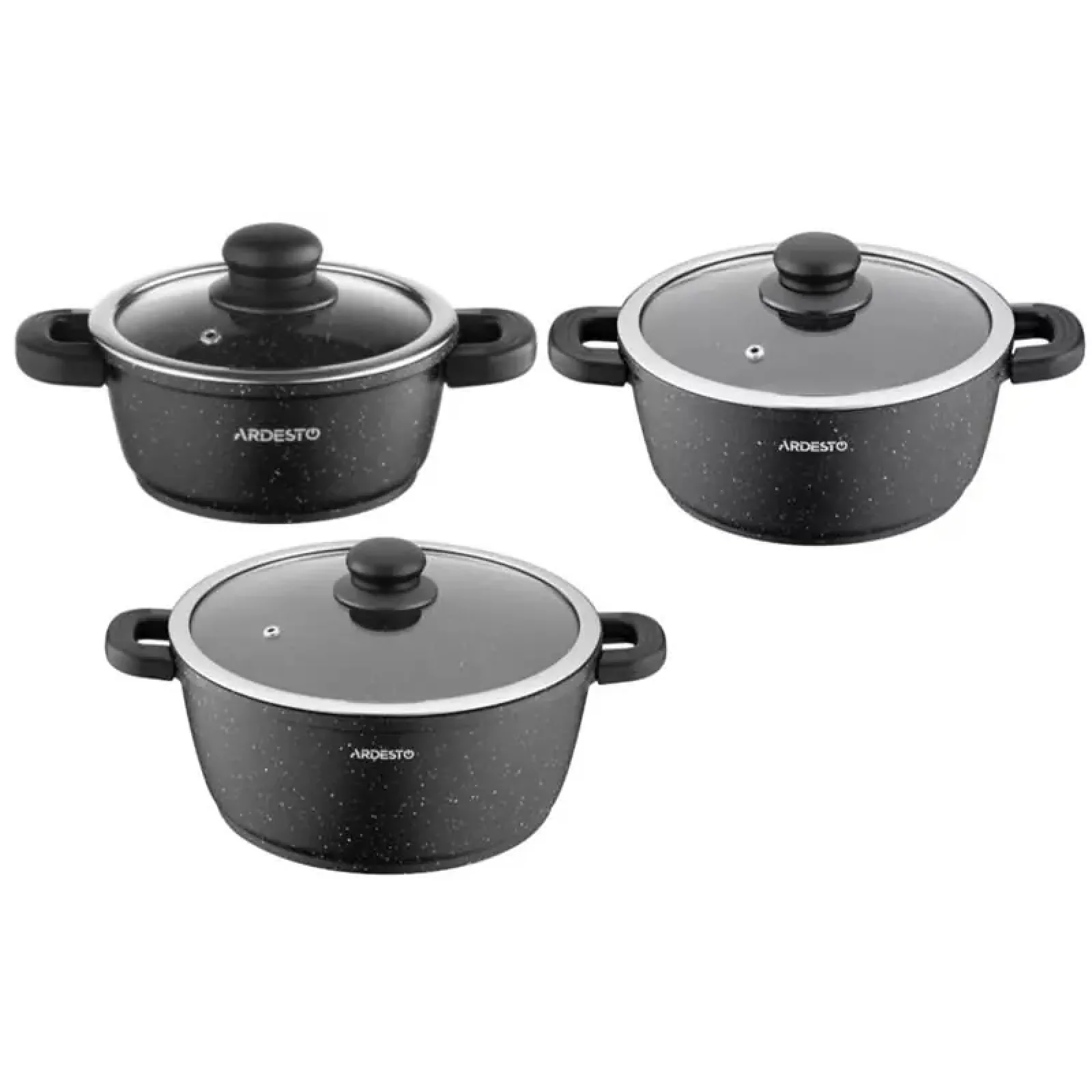 Набір посуду Ardesto Gemini Anzio, 6 предметів, алюміній, Black (AR1906AS) UA