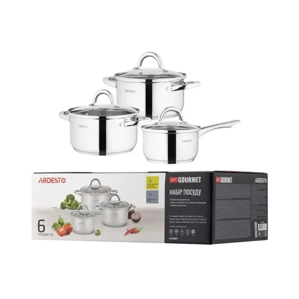 Набір посуду Ardesto Gemini Gourmet Andria, 6 предметів, нержавіюча сталь (AR1906GPS) UA