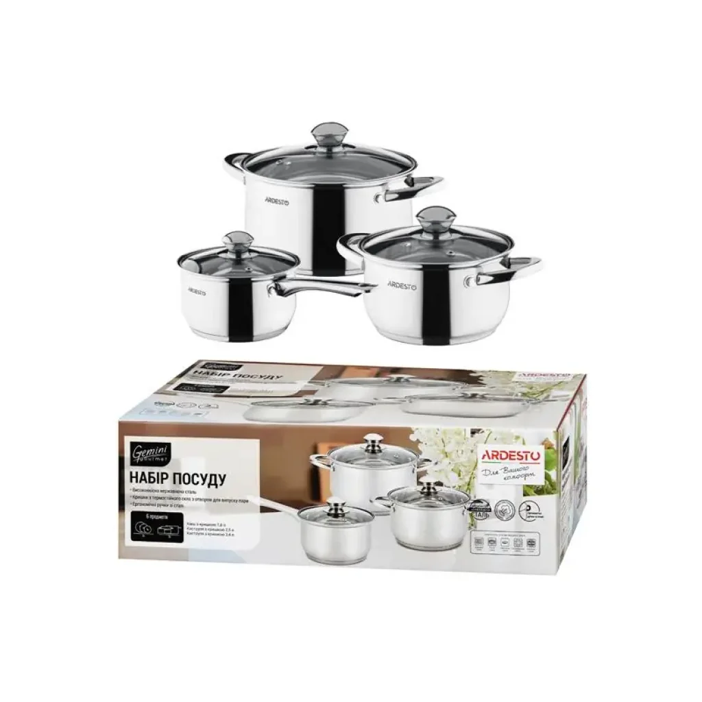 Набір посуду Ardesto Gemini Gourmet Varese, 6 предметів, нержавіюча сталь (AR1906PS) UA