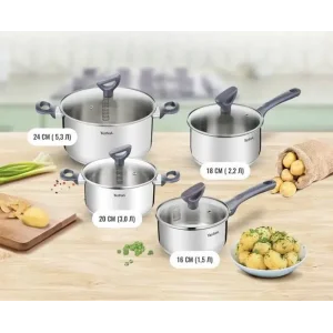 Набір посуду Tefal Daily Cook, 8предметів, нержавіюча сталь, бакеліт, скло (G712S855) UA