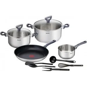 Набір посуду Tefal Daily Cook, 11предметів, нержавіюча сталь, бакеліт, скло (G713SB45) UA