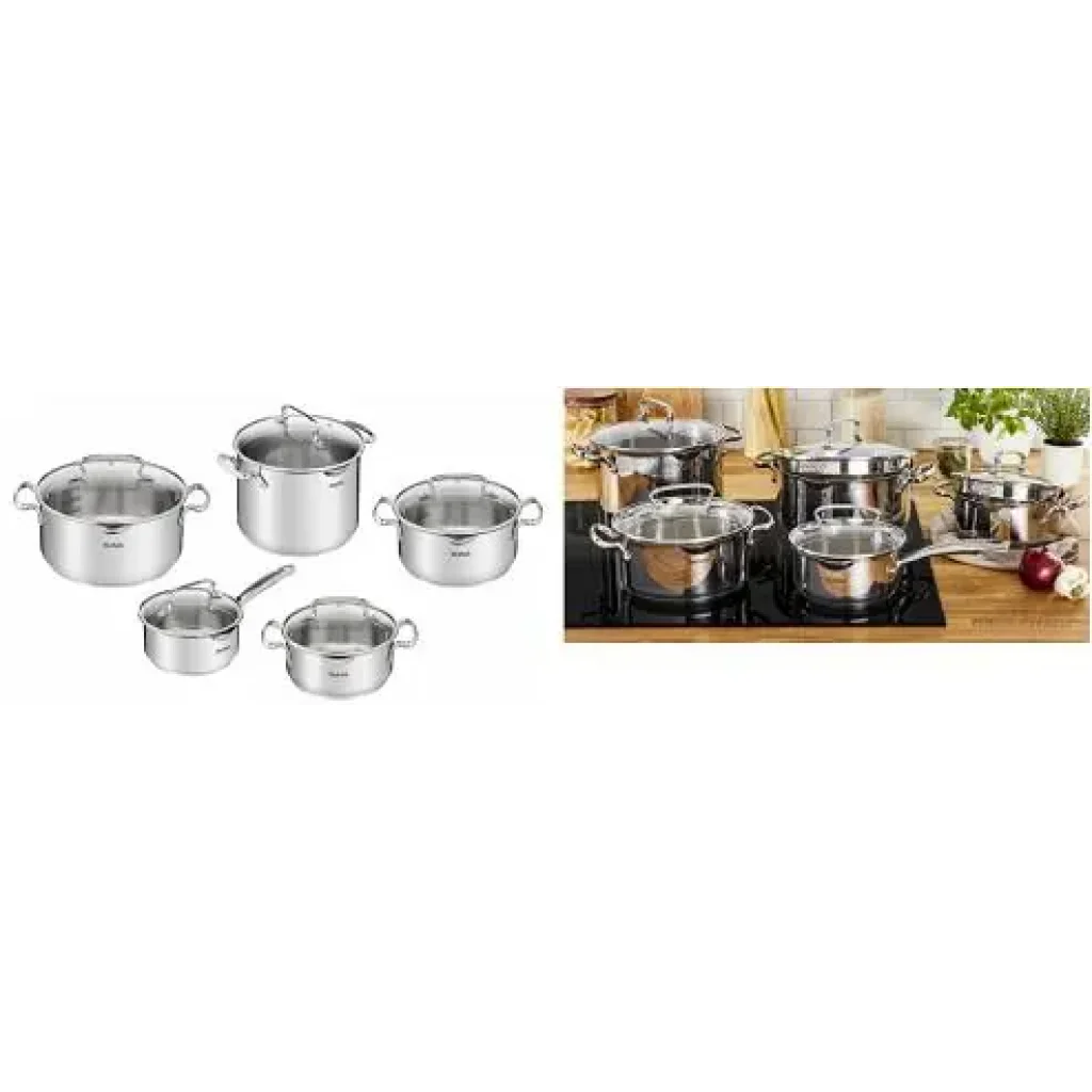 Набір посуду Tefal Duetto Plus, 10предметів, нержавіюча сталь, скло (G719SA55) UA