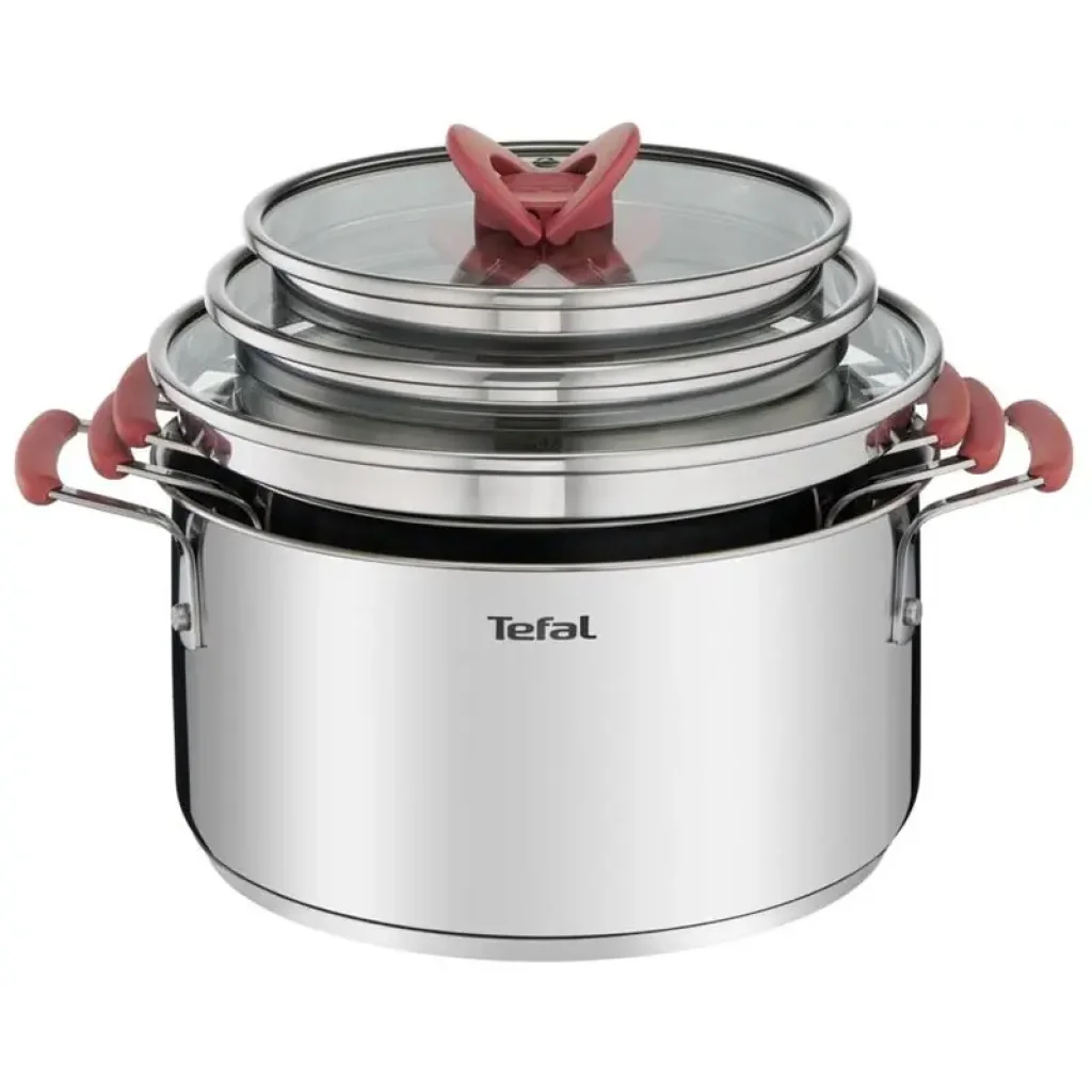 Набір посуду Tefal Opti Space, 6предметів, нержавіюча сталь, силікон, скло (G720S674) UA
