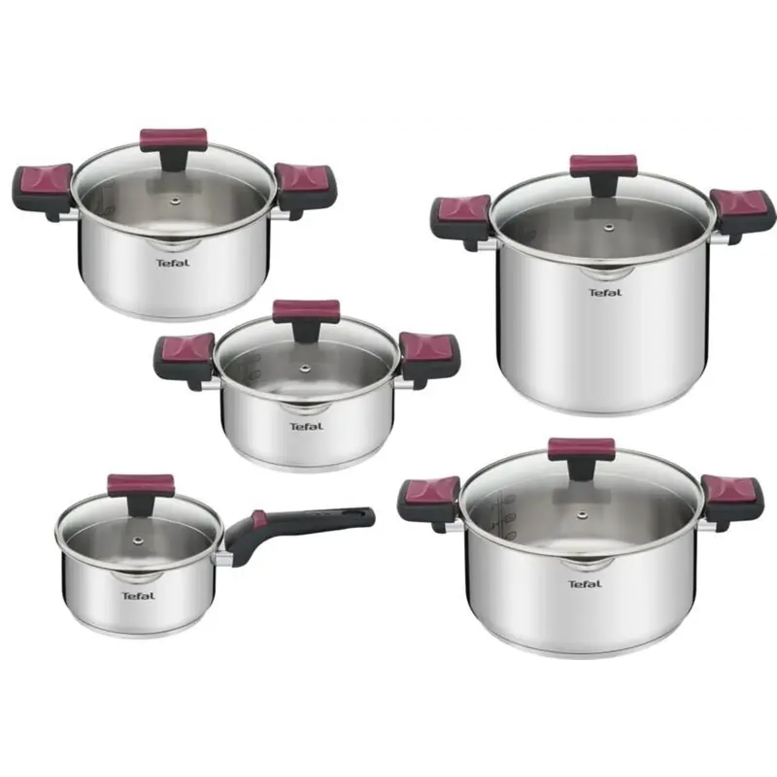 Набір посуду Tefal Cook&Clip, 10предметів, нержавіюча сталь,бакеліт, скло (G723SA74) UA