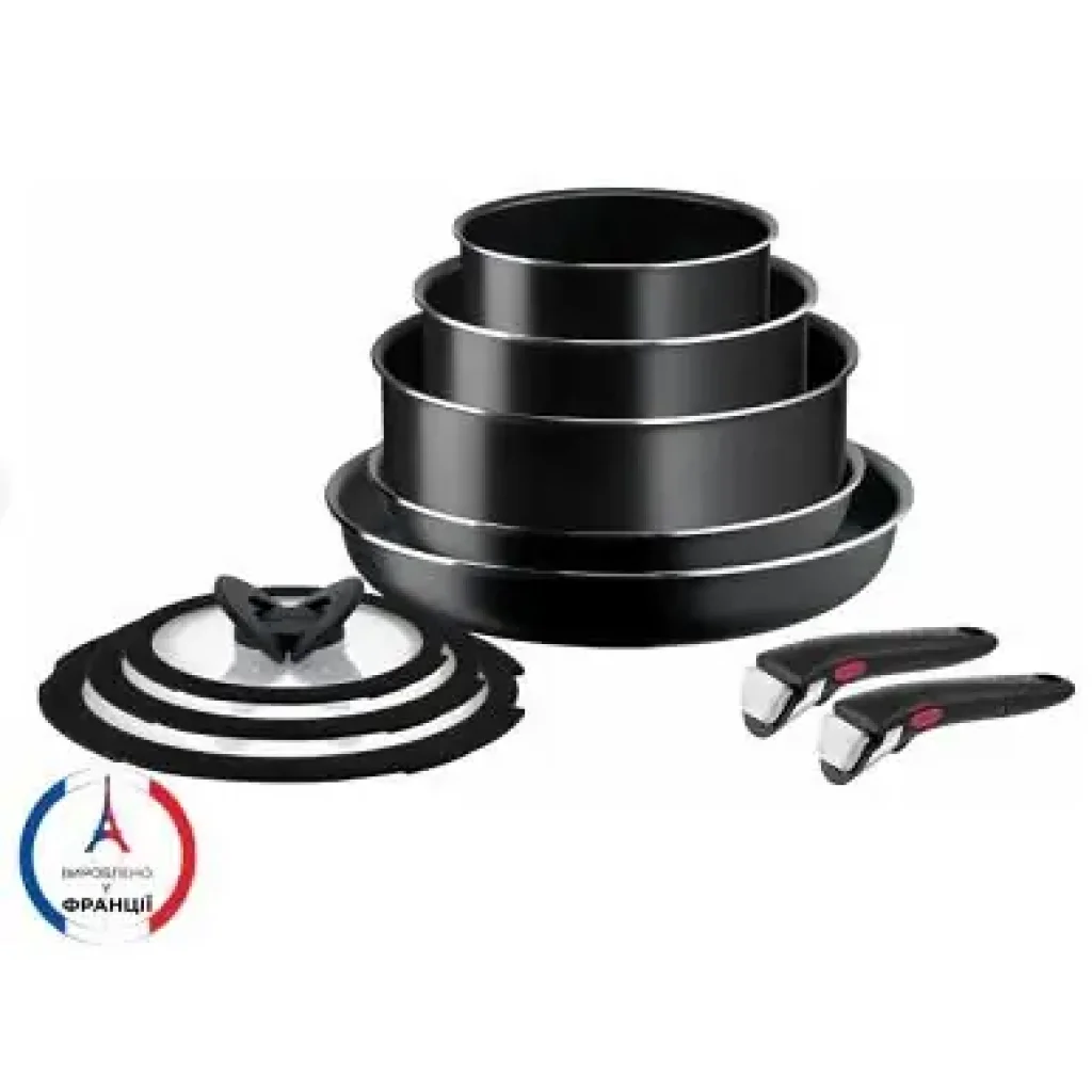 Набір посуду Tefal Ingenio Easy Cook & Clean, 10предметів, алюміній, нержавіюча сталь, бакеліт, чорний (L1539053) UA