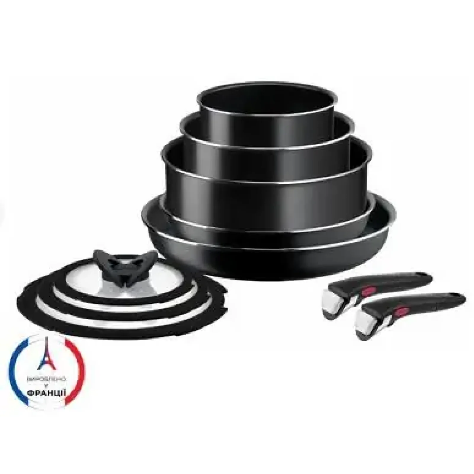 Набір посуду Tefal Ingenio Easy Cook & Clean, 10предметів, алюміній, нержавіюча сталь, бакеліт, чорний (L1539053) UA