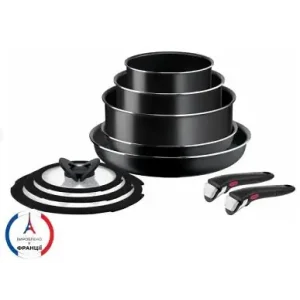Набір посуду Tefal Ingenio Easy Cook & Clean, 10предметів, алюміній, нержавіюча сталь, бакеліт, чорний (L1539053) UA