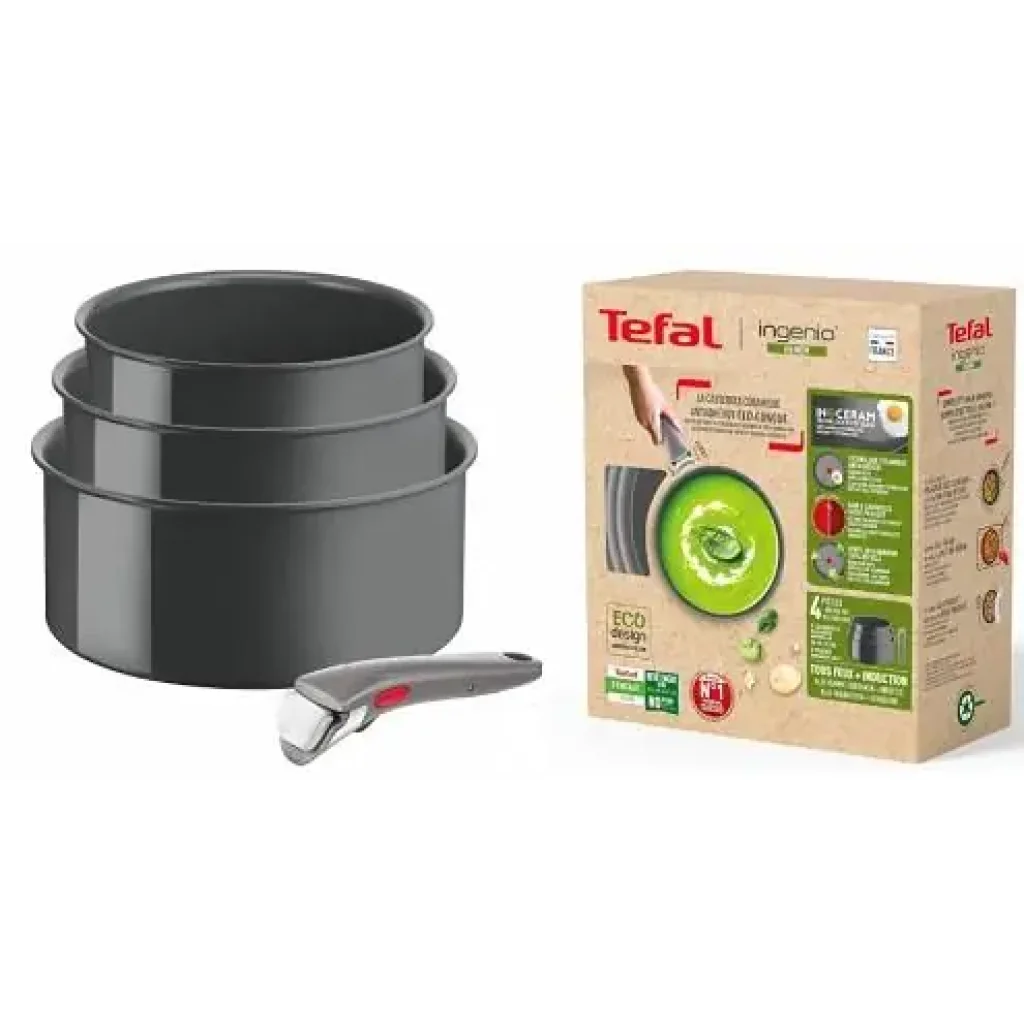 Набір посуду Tefal Ingenio Renew, 4 пр., алюміній, нержавіюча сталь, бакеліт, сірий (L2609402) UA