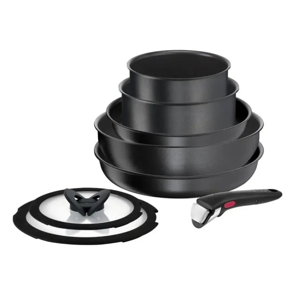Набір посуду Tefal Ingenio Daily Chef, змінна ручка, 8предметів, алюміній, бакеліт, силікон, скло, чорний (L7629242) UA