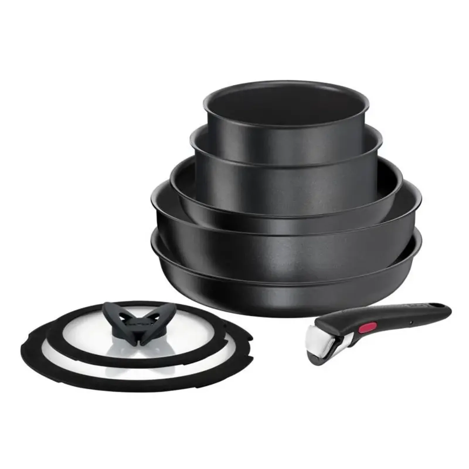 Набір посуду Tefal Ingenio Daily Chef, змінна ручка, 8предметів, алюміній, бакеліт, силікон, скло, чорний (L7629242) UA