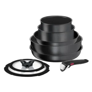 Набір посуду Tefal Ingenio Daily Chef, змінна ручка, 8предметів, алюміній, бакеліт, силікон, скло, чорний (L7629242) UA