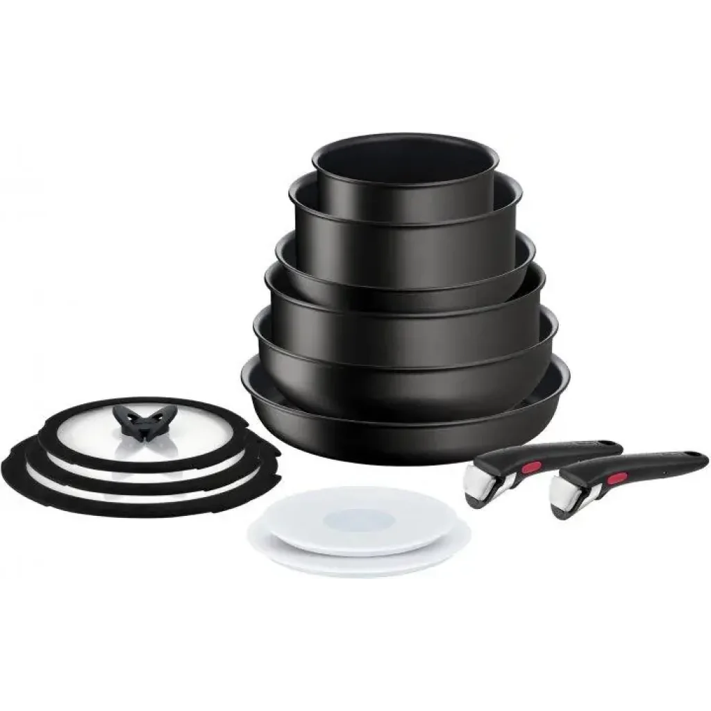 Набір посуду Tefal Ingenio Unlimited, змінна ручка, 13предметів, алюміній, бакеліт, пластик, силікон, скло, чорний (L7639002) UA