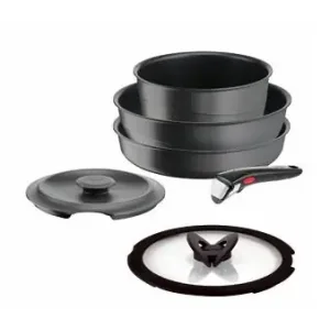 Набір посуду Tefal Ingenio Inspiration, 6 предметів, алюміній, скло, бакеліт, чорний (L867S604) UA