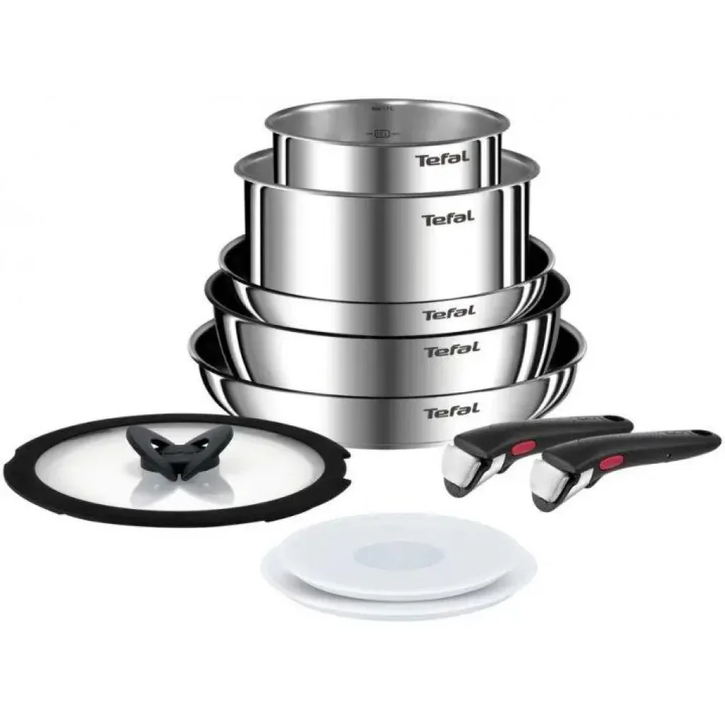 Набір посуду Tefal Ingenio Emotion, змінна ручка, 10предметів, нержавіюча сталь, бакеліт, пластик, силікон, скло (L897SA74) UA