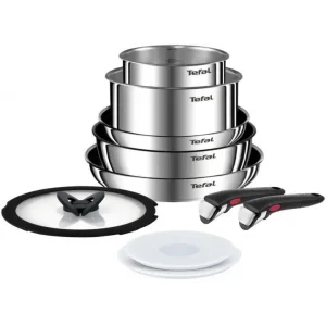 Набір посуду Tefal Ingenio Emotion, змінна ручка, 10предметів, нержавіюча сталь, бакеліт, пластик, силікон, скло (L897SA74) UA