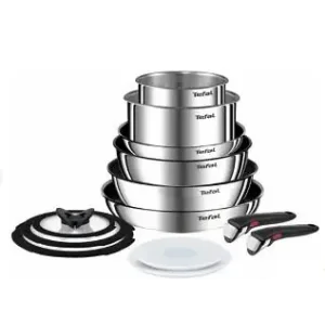 Набір посуду Tefal Ingenio Emotion, 13пр., нержавіюча сталь, скло, пластик, бакеліт, сріблястий (L897SD74) UA