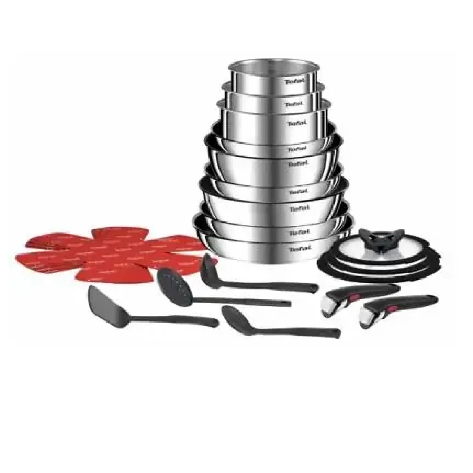 Набір посуду Tefal Ingenio Emotion, 22пр., нержавіюча сталь, скло, пластик, бакеліт, сріблястий (L897SM74) UA