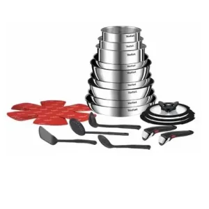 Набір посуду Tefal Ingenio Emotion, 22пр., нержавіюча сталь, скло, пластик, бакеліт, сріблястий (L897SM74) UA
