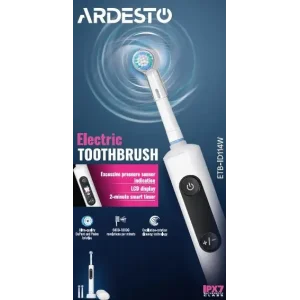 Щітка зубна електр. Ardesto, ETB-ID114W, 10т. колив/хв, насадок-3, з дісплеєм, IPX7, білий UA
