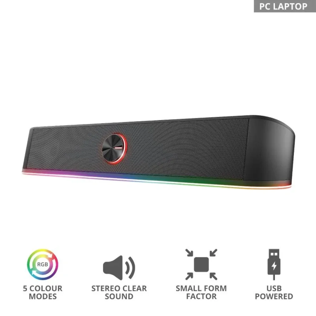 Акустична система (Звукова панель) GXT 619 Thorne RGB Illuminated Soundbar BLACK, 24007_TRUST UA