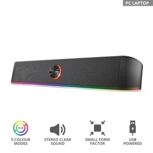 Акустична система (Звукова панель) GXT 619 Thorne RGB Illuminated Soundbar BLACK, 24007_TRUST UA