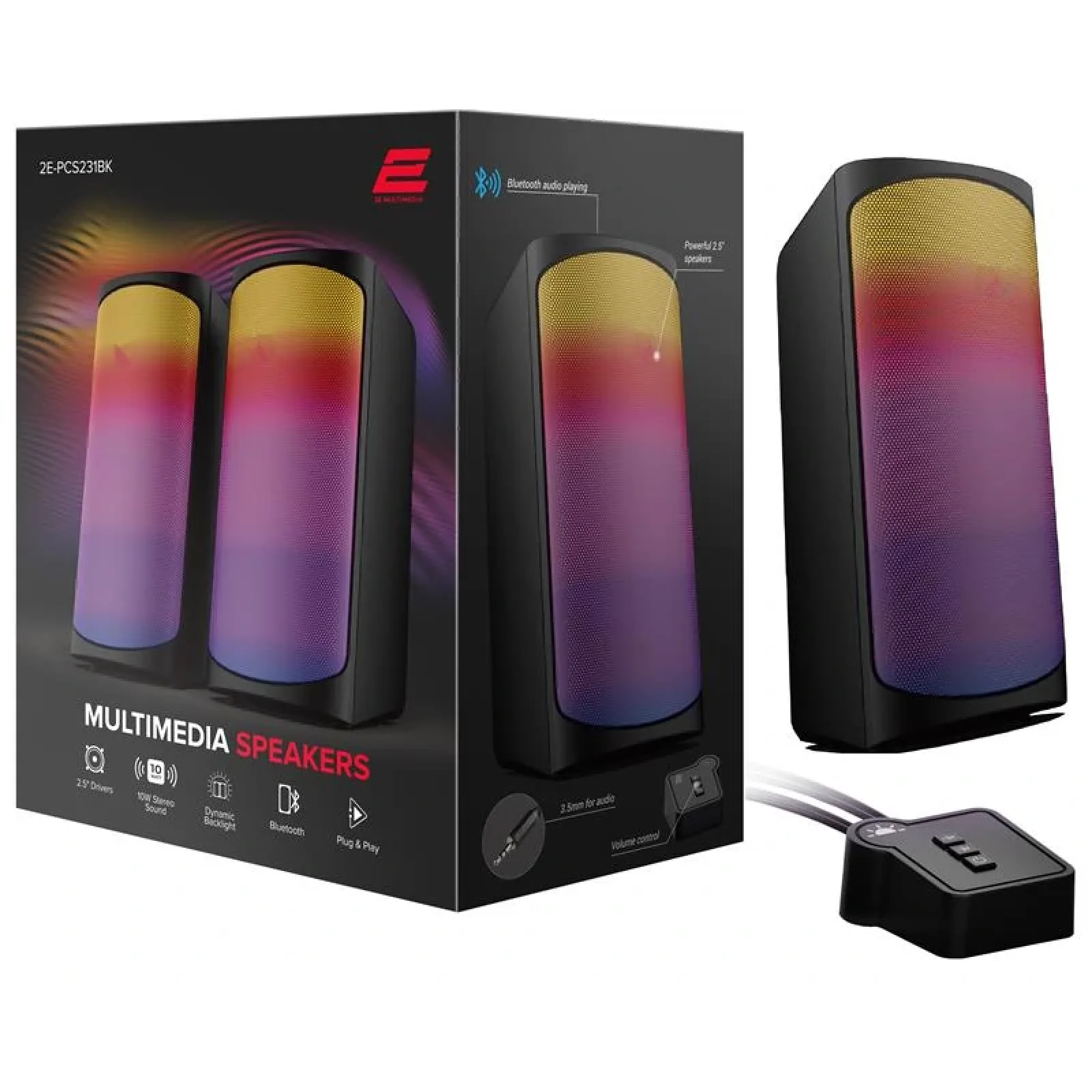 Акустична система 2E PCS231 RGB Matrix, 2.0, USB, Black, 2E-PCS231BK UA