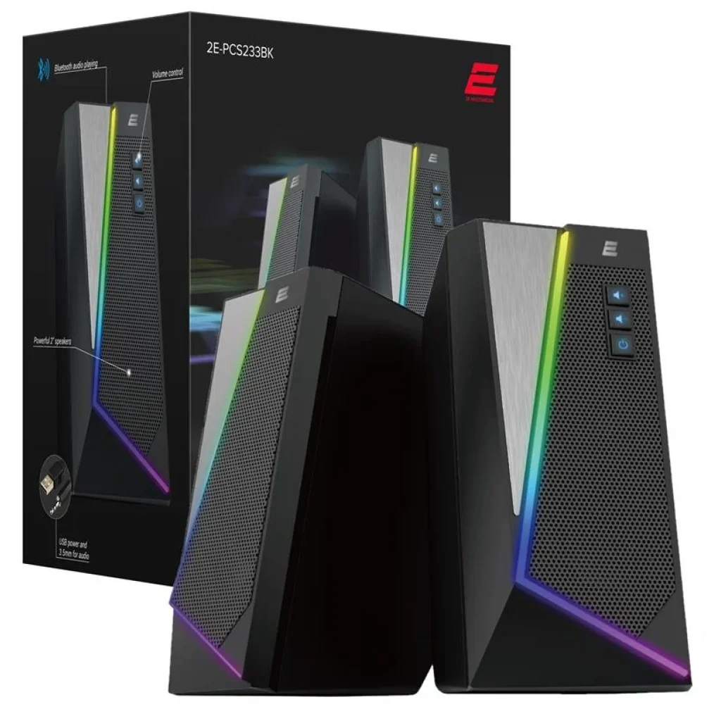 Акустична система 2E PCS233 RGB, 2.0, USB, Black, 2E-PCS233BK UA