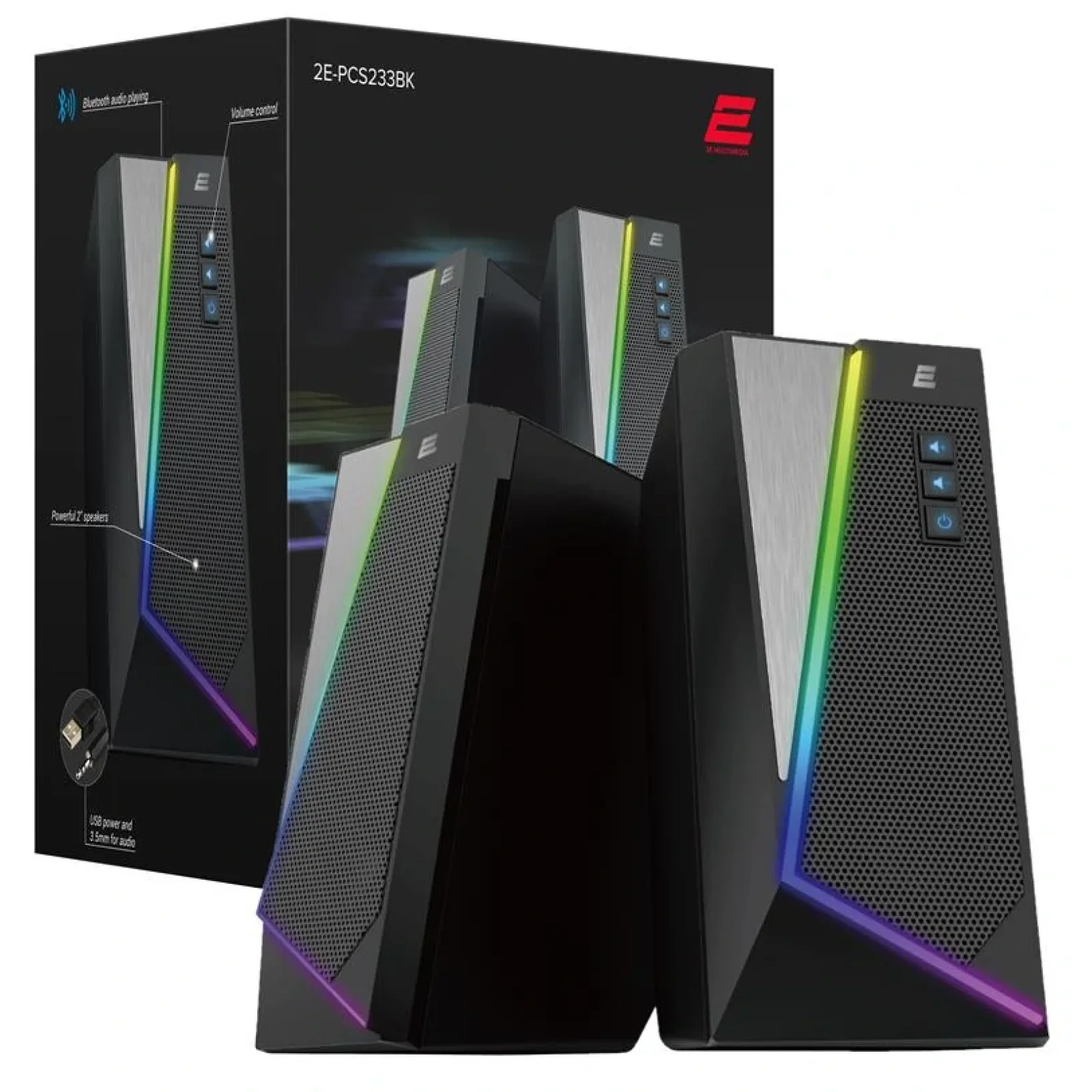 Акустична система 2E PCS233 RGB, 2.0, USB, Black, 2E-PCS233BK UA
