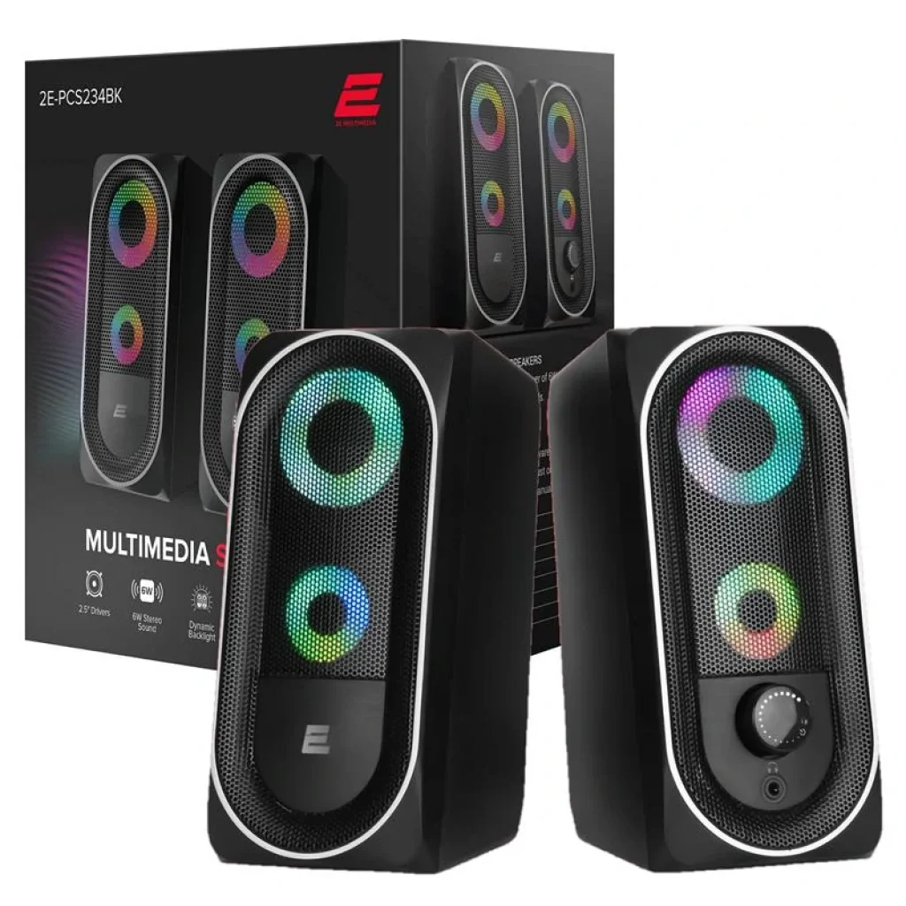 Акустична система 2E PCS234 RGB, 2.0, USB, Black, 2E-PCS234BK UA