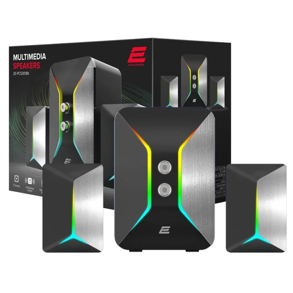 Акустична система 2E PCS301 RGB, 2.1, USB, Black, 2E-PCS301BK UA