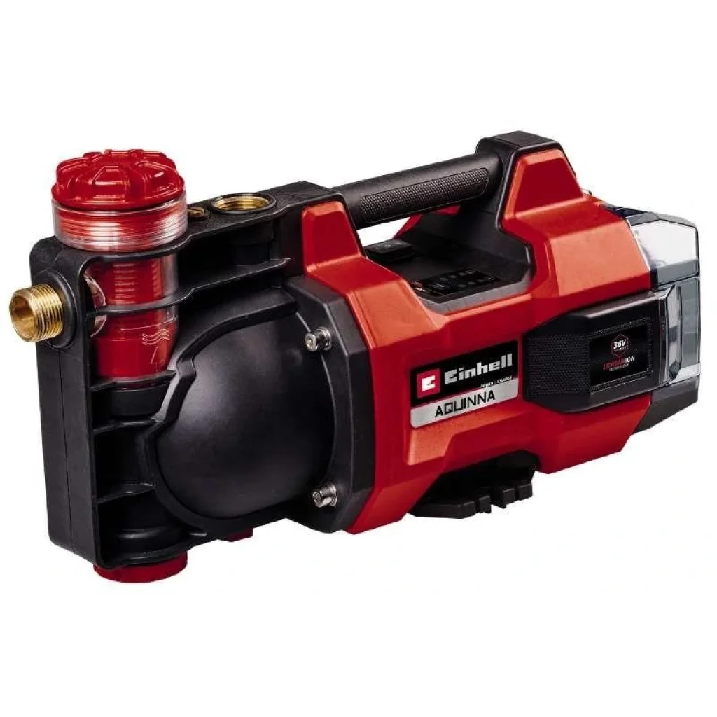 Насос садовий акумуляторний Einhell AQUINNA 36/38 F LED, 3800л/г, 36В, 3.7бар, глиб 6м, 4.25кг, без АКБ і ЗП, 4180410 UA