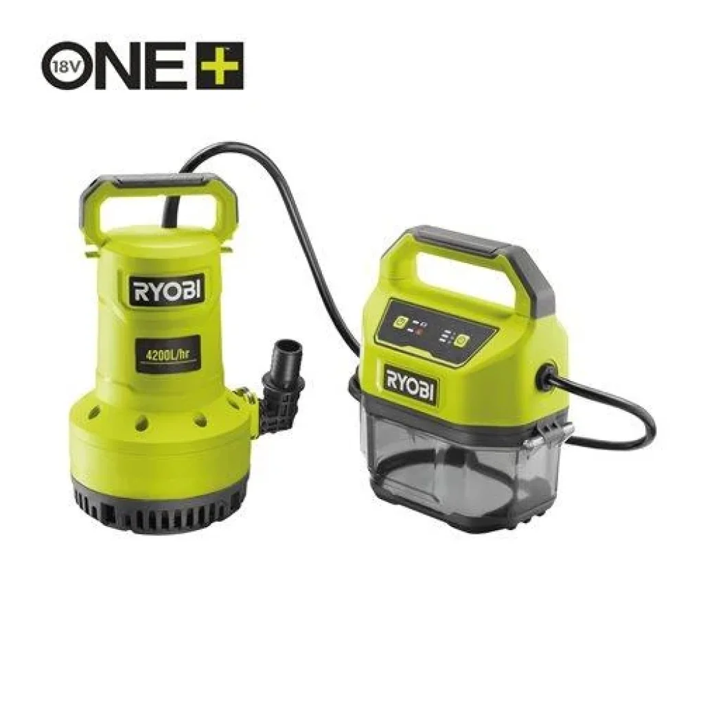 Насос для брудної та чистої води Ryobi RY18SPA-0, ONE+ 18В, 4200 л/г, вис 8 м, глиб. 5 м, штуцер 1