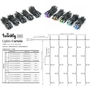 Smart LED Гірлянда Twinkly Pro Curtain RGB 250, AWG22, IP65, чорний UA