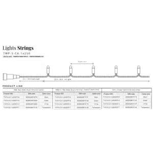 Smart LED Гірлянда Twinkly Pro Strings RGB 250, одинарна лінія, AWG22, IP65, зелений UA