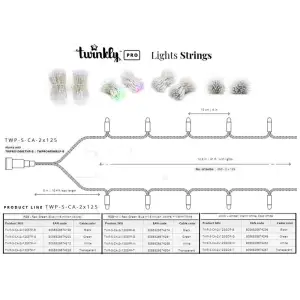Smart LED Гирлянда Twinkly Pro Strings RGB 250, двойная линия, AWG22, IP65, прозрачный UA