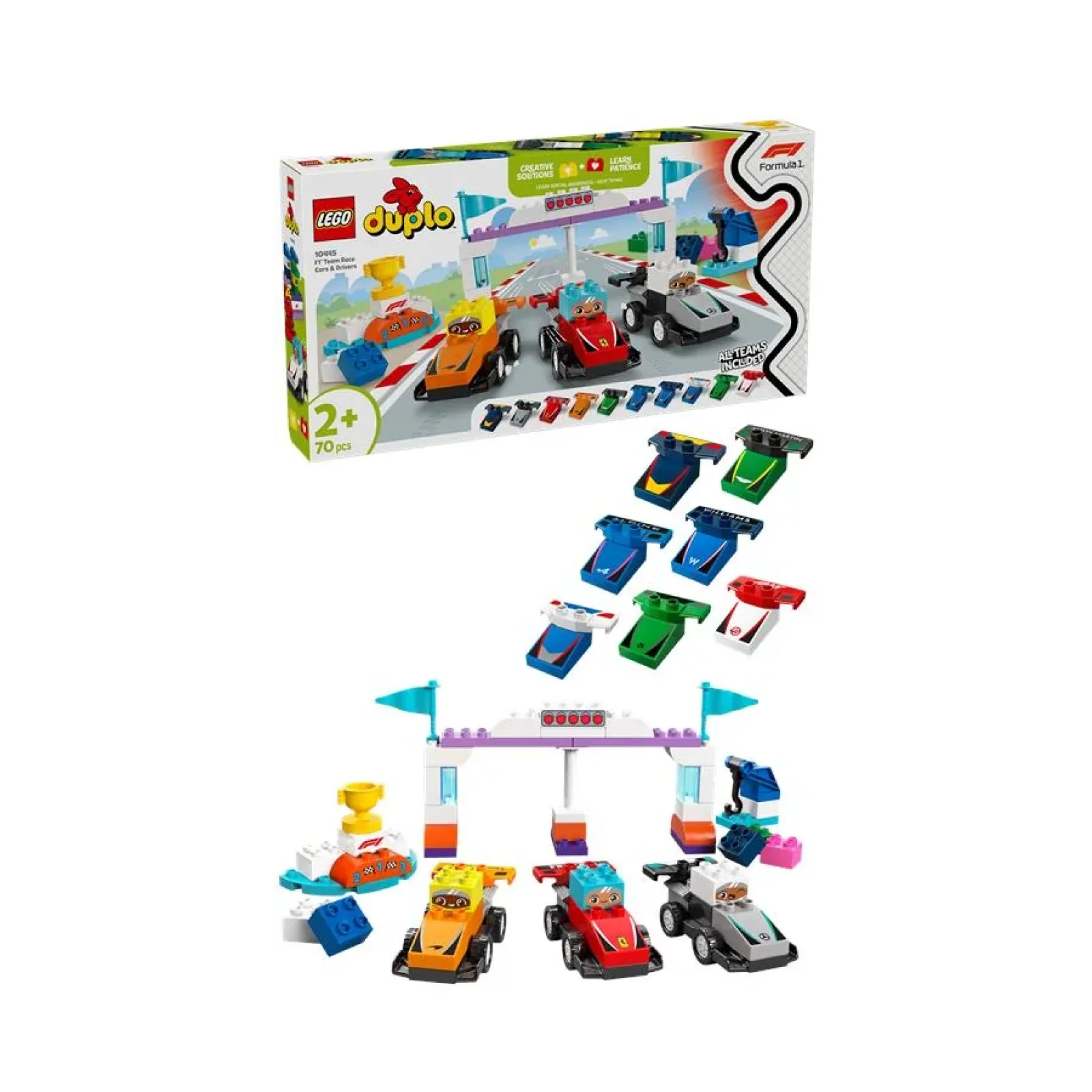Конструктор LEGO DUPLO Town Автомобілі для перегонів і пілоти команд Формули-1, 10445 UA