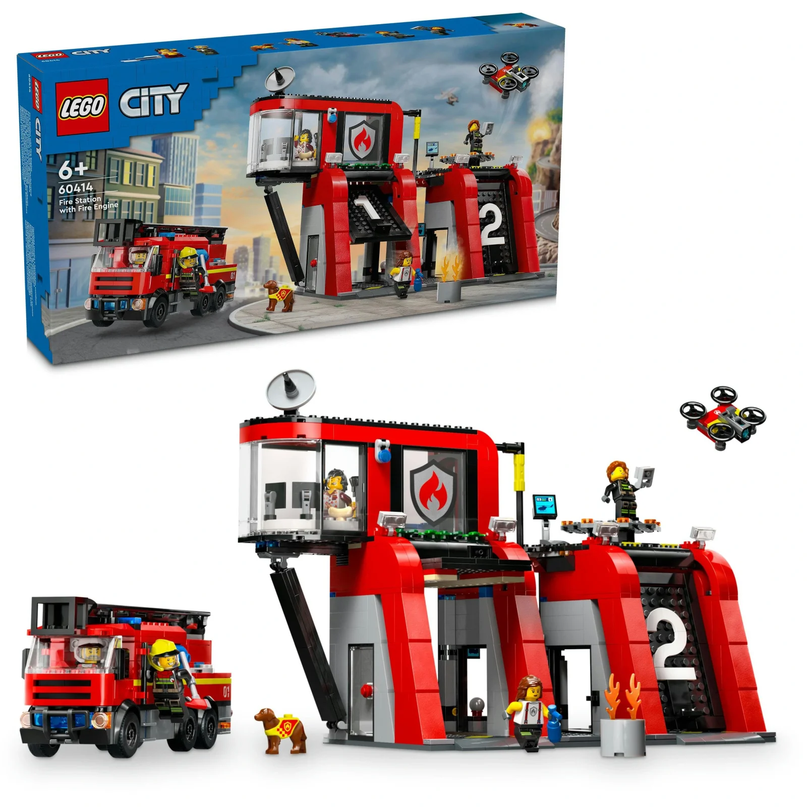 Конструктор LEGO City Пожежне депо з пожежною машиною, 60414 UA