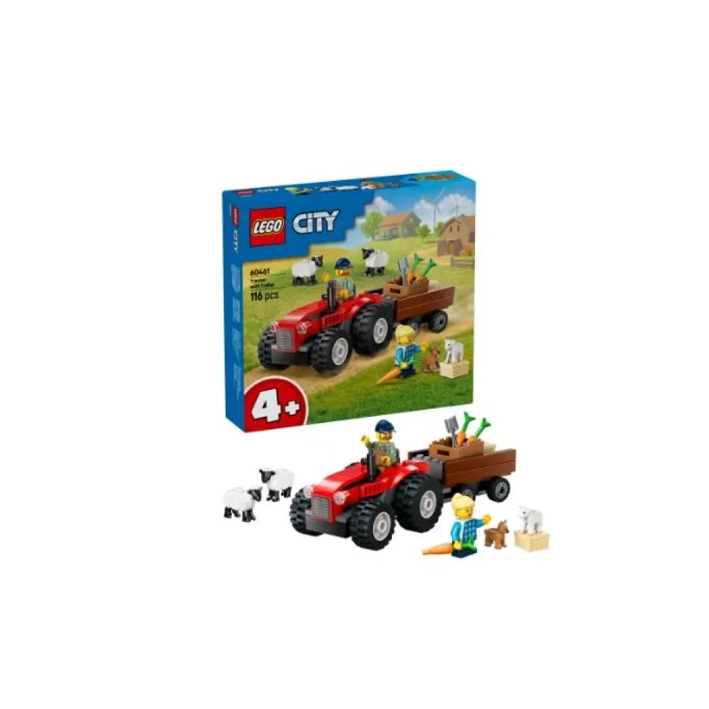 Конструктор LEGO City Червоний фермерський трактор із причепом і вівцями, 60461 UA