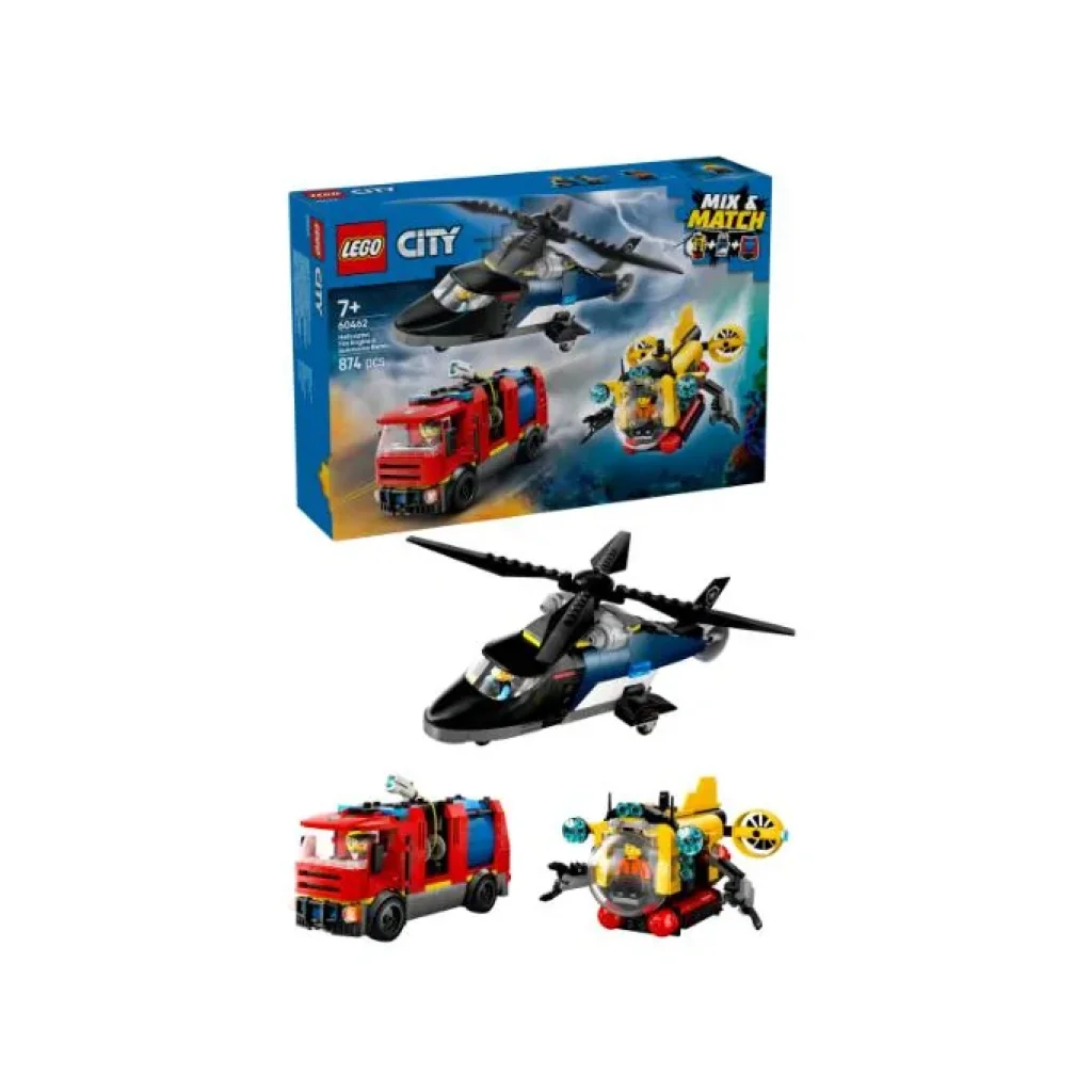 Конструктор LEGO City Ремікс вертольотів, пожежних машин і підводних човнів, 60462 UA