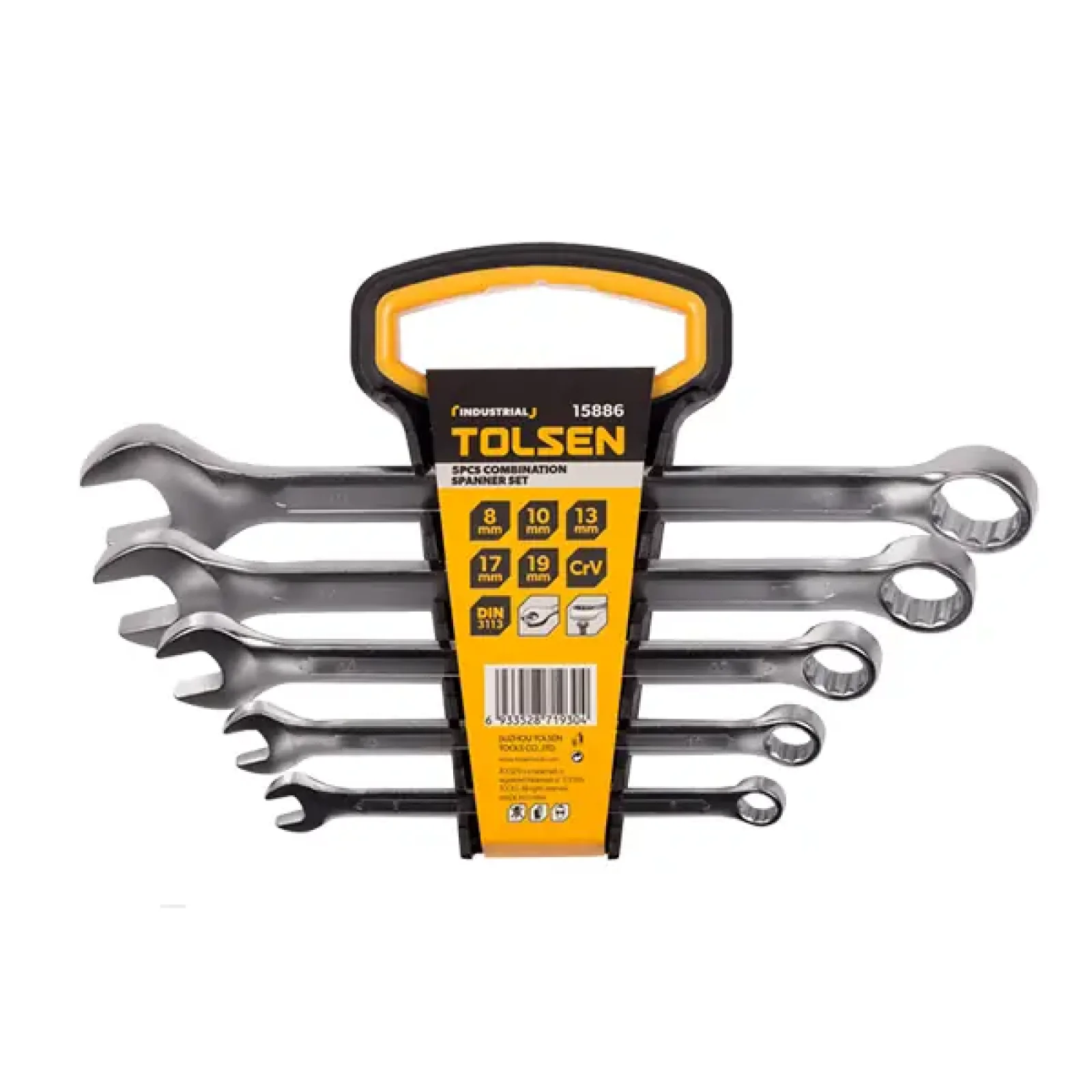 Ключі комбіновані Tolsen, 8-19мм, CrV, набір 5шт (15886) UA