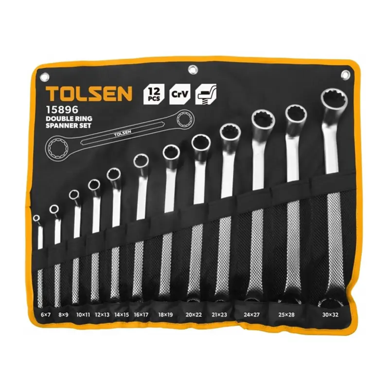 Ключі накидні Tolsen, 6-32мм, CrV, набір 12шт (15896) UA