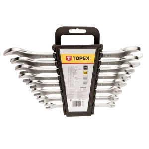 Ключі гайкові TOPEX, двосторонні, 6-22мм, CrV, набір 8шт (35D656) UA