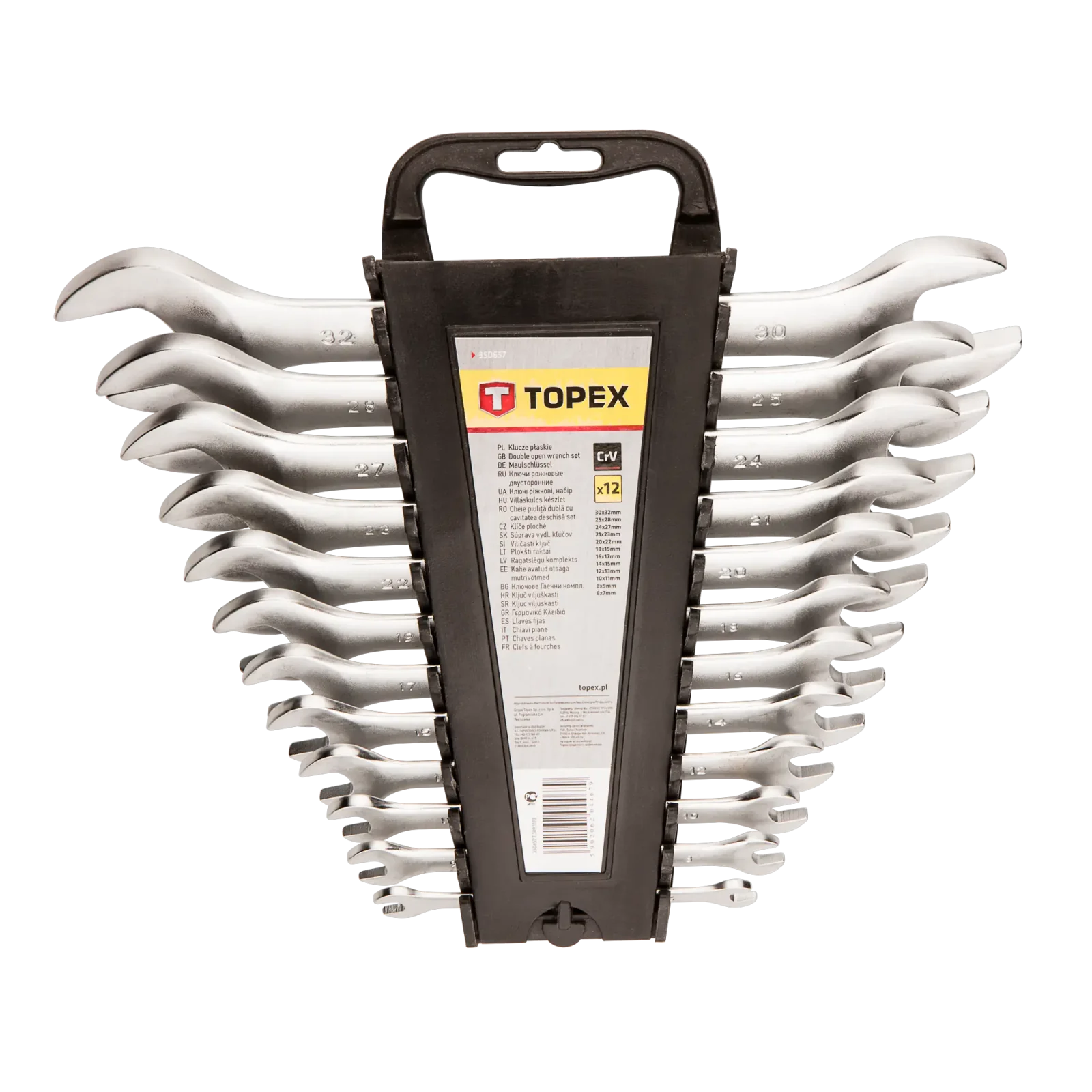 Ключі гайкові TOPEX, двосторонні, CrV, 6-32мм, набір 12шт (35D657) UA