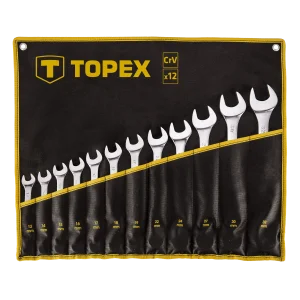 Ключі гайкові TOPEX, комбіновані, 13-32мм, CrV, чохол-скручування, набір 12шт (35D758) UA
