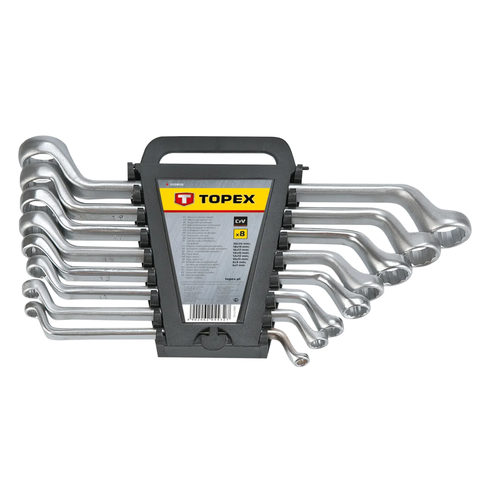 Ключi гайкові TOPEX, накидні, двосторонні, CrV, 6-22мм, набір 8шт (35D856) UA