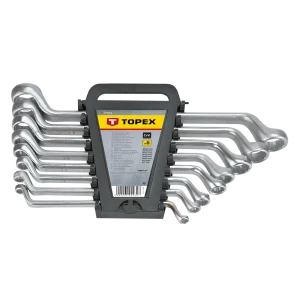 Ключi гайкові TOPEX, накидні, двосторонні, CrV, 6-22мм, набір 8шт (35D856) UA